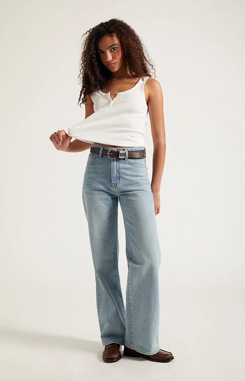 Pacsun Madison High Waisted Girlfriend Jeans Light Blue