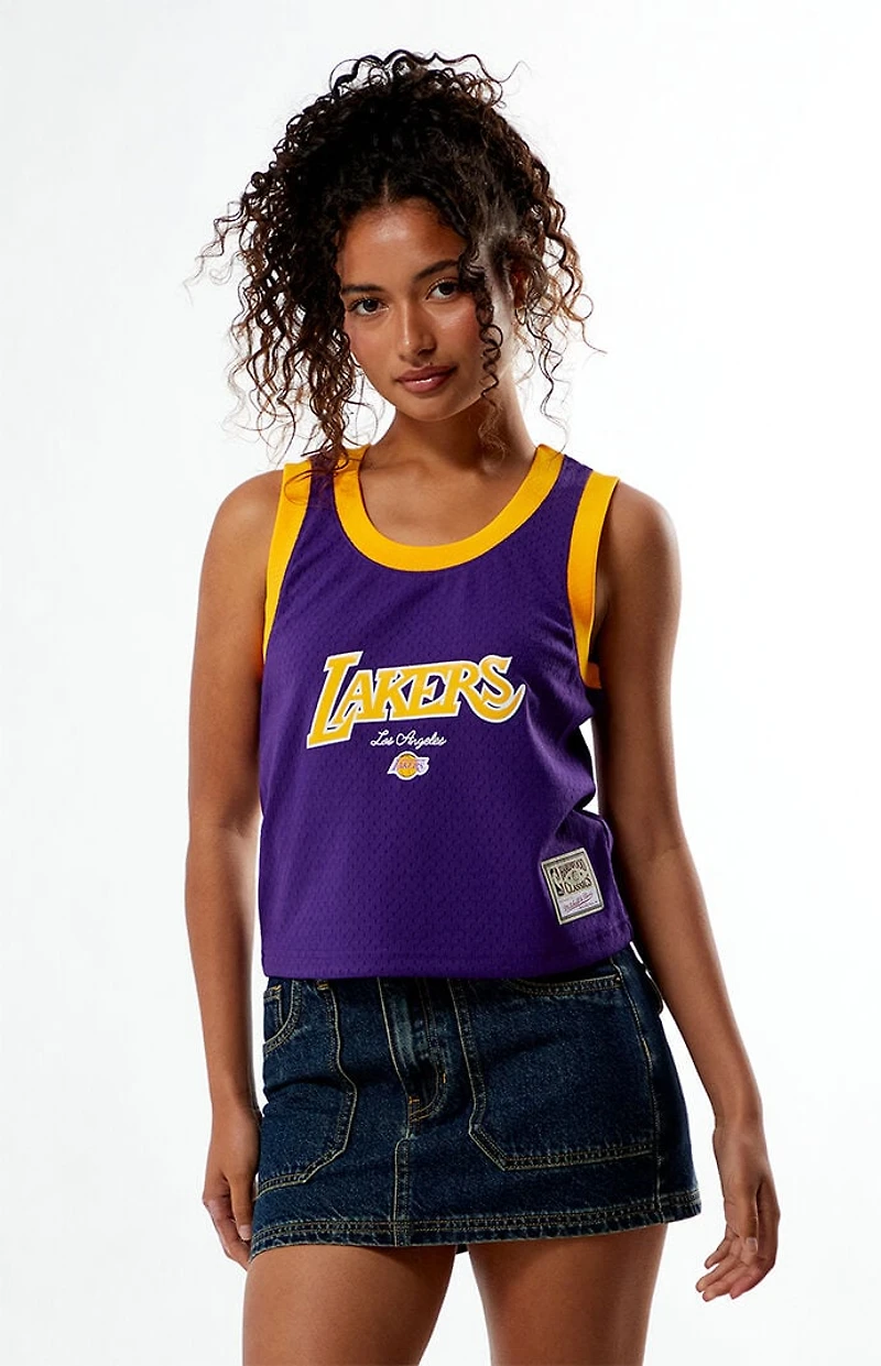 Mitchell & Ness NBA LA Lakers Mesh Cropped Tank Top