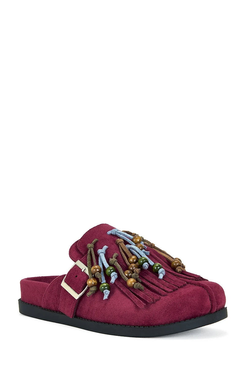 AZALEA WANG Women's Burgundy Abeille Tassel Mules