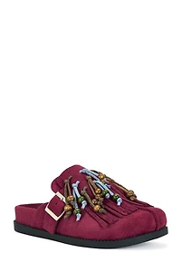 AZALEA WANG Women's Burgundy Abeille Tassel Mules