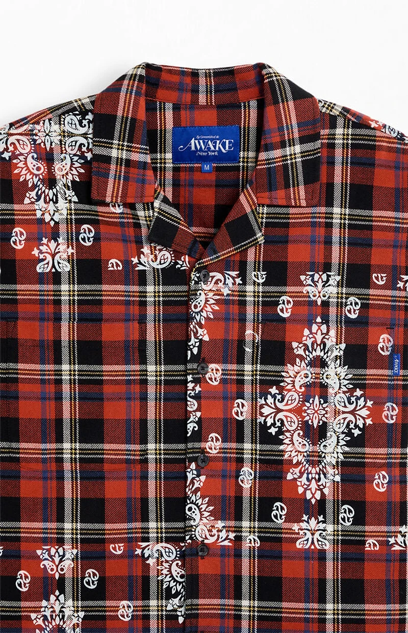 Awake NY Paisley Print Flannel Long Sleeve Shirt
