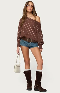 Edikted Oversized Off Shoulder Polka Dot Sweater