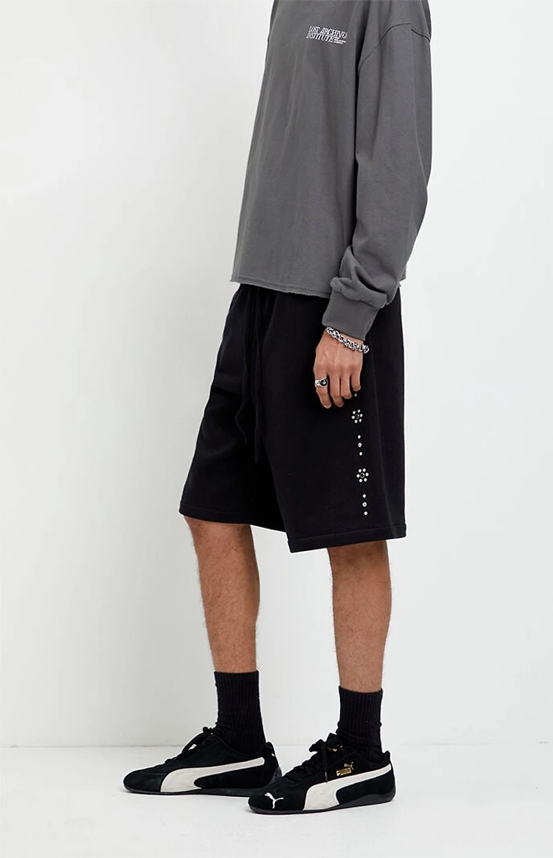 Pacsun Black Studded Fleece Baggy Sweat Shorts