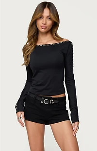 Edikted Zaina Hook & Eye Boat Neck Top