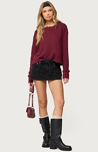 Edikted Deni Long Sleeve Henley Waffle Top