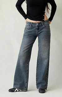 Pacsun Zoe Low Rise Girlfriend Jeans Dark Blue