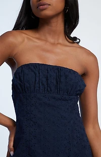LA Hearts Eyelet Strapless Mini Dress