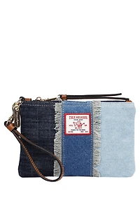 True Religion Frayed Panel Denim Pouch Wristlet