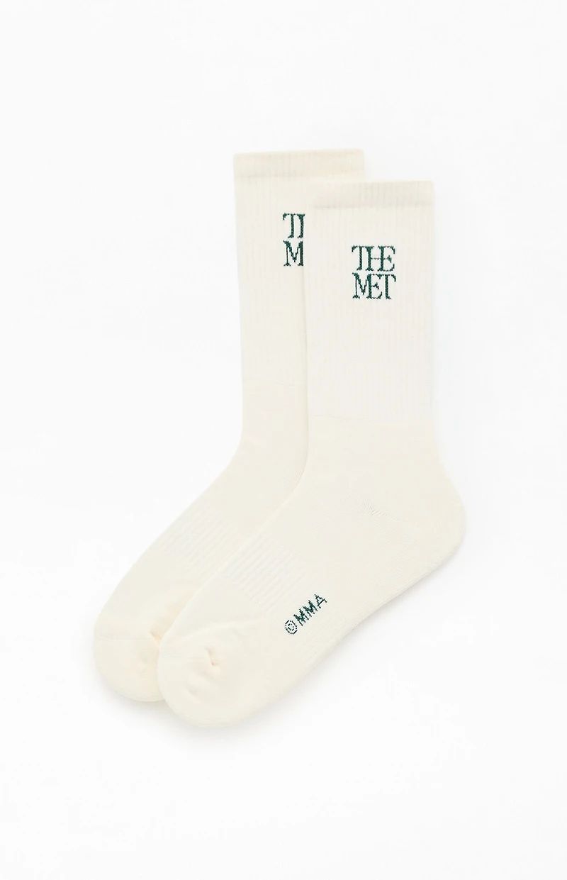 The Met x Pacsun Cream Logo Crew Socks