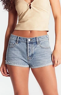 Pacsun Light Indigo Raw Cut Denim Micro Shorts