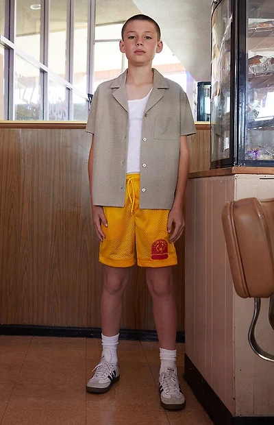 Pacsun Kids Club Pac Gold Mesh Soccer Shorts