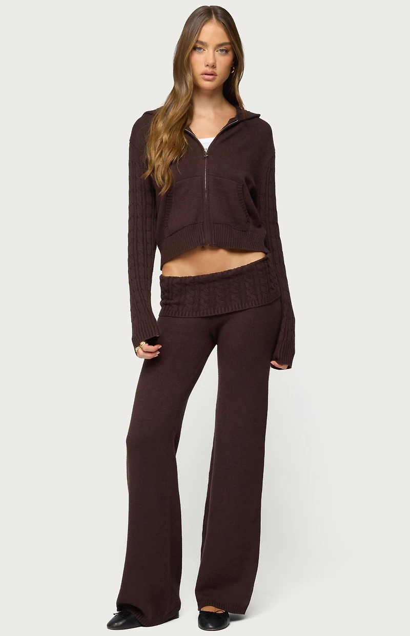 Edikted Lula Cable Knit Foldover Pants