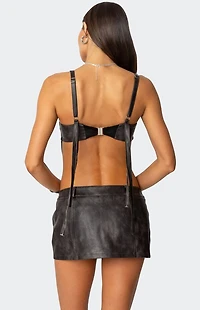 Edikted Sadaf Faux Leather Bra Top