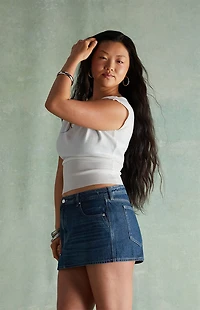 RARE DNM EDIT Piper Dark Indigo Denim Micro Mini Skirt