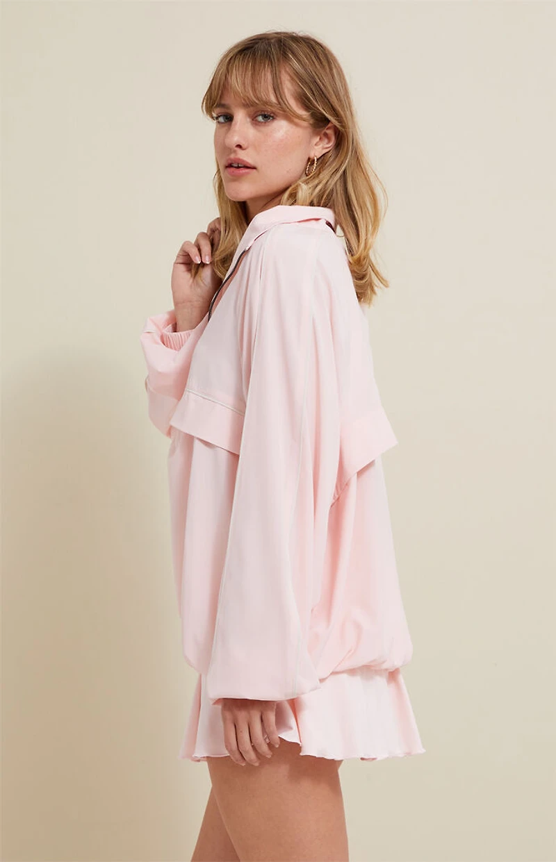 PAC 1980 Active Pink Half Zip Windbreaker Track Jacket