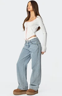 Edikted Abbie Split Front Pointelle Top