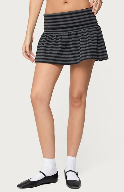 Edikted Moria Striped Fold Over Mini Skirt