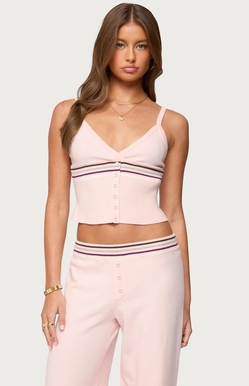 Edikted Miya Stripey Ribbed Knit Tank Top