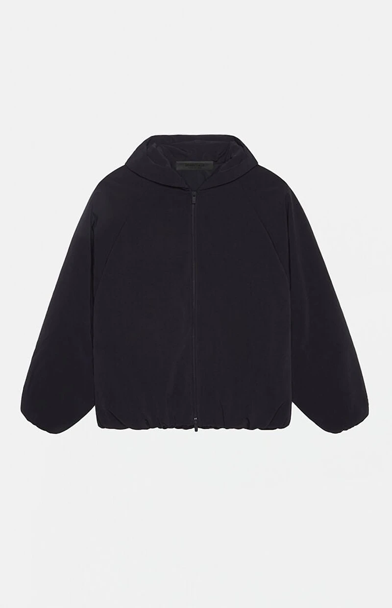 Fear of God ESSENTIALS Black Brushed Yarn Hooded Bomber Jacket