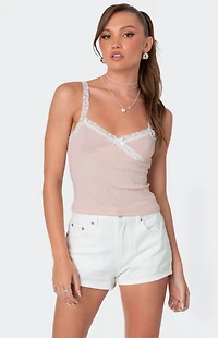 Edikted Amilia Lace Trim Tank Top