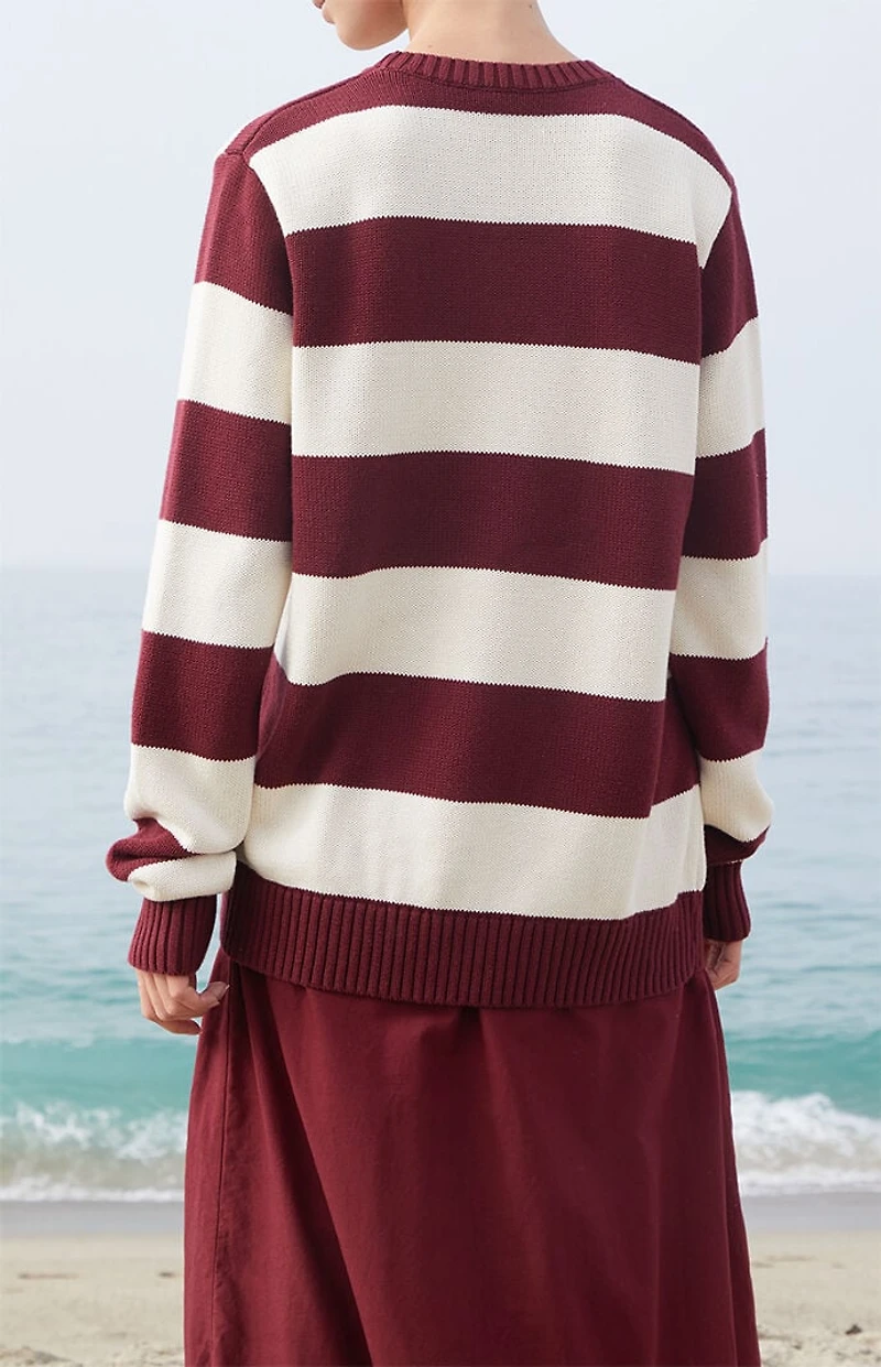 John Galt Martha Burgundy Striped Sweater