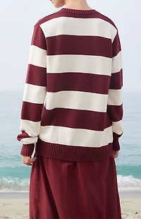 John Galt Martha Burgundy Striped Sweater
