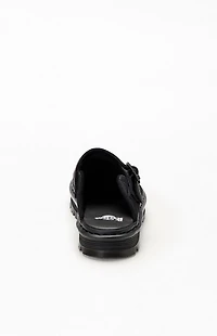 Dr Martens Black Zebzag Quilted Canvas Slingback Platform Mules