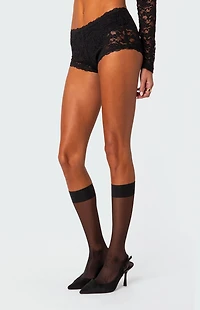 Edikted Estella Sheer Lace Micro Shorts