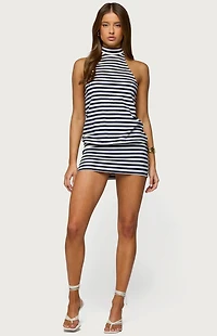 Edikted Milah Striped Halter Neck Mini Dress