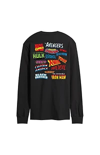 Hybrid Apparel Marvel Logo Collage Long Sleeve T-Shirt