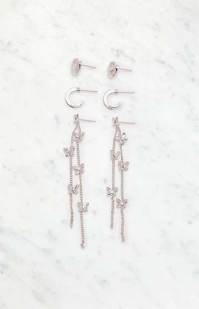 LA Hearts 3 Pack Silver Willow Earrings