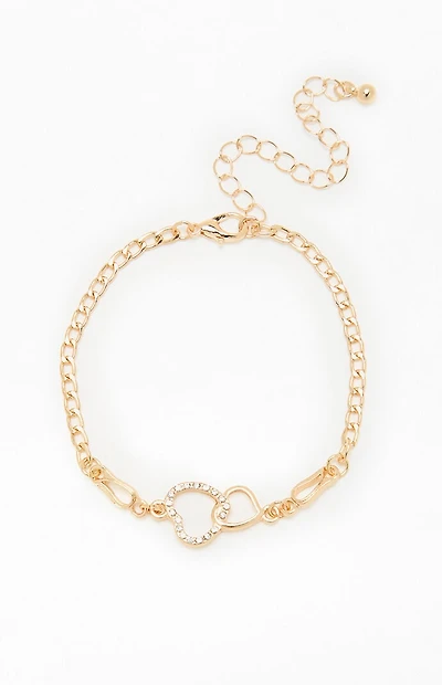 LA Hearts Heart Rhinestone Metal Bracelet