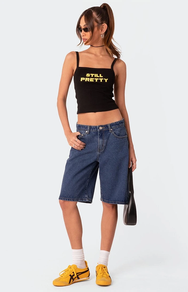 Edikted Oversized Low Rise Denim Bermuda Shorts