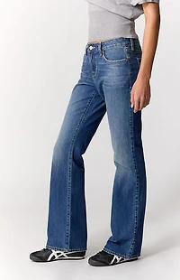 Pacsun Jade Low Rise Bootcut Jeans Contrast Stitch Dark Blue