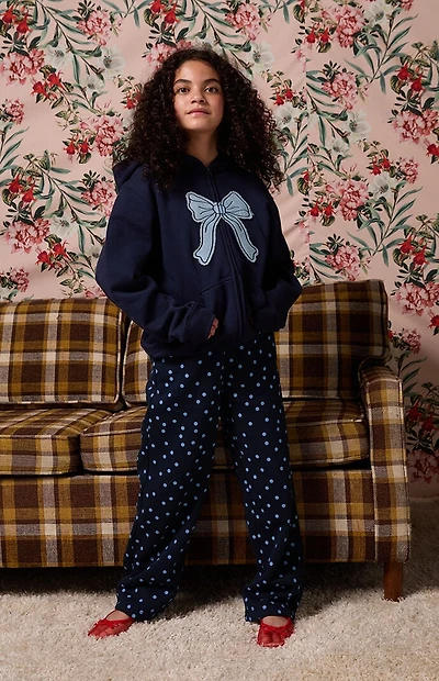 Pacsun Kids Navy Polka Dot Baggy Sweatpants
