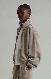 Fear of God ESSENTIALS Kids Smoke Grey Classic Fit Velour Track Jacket