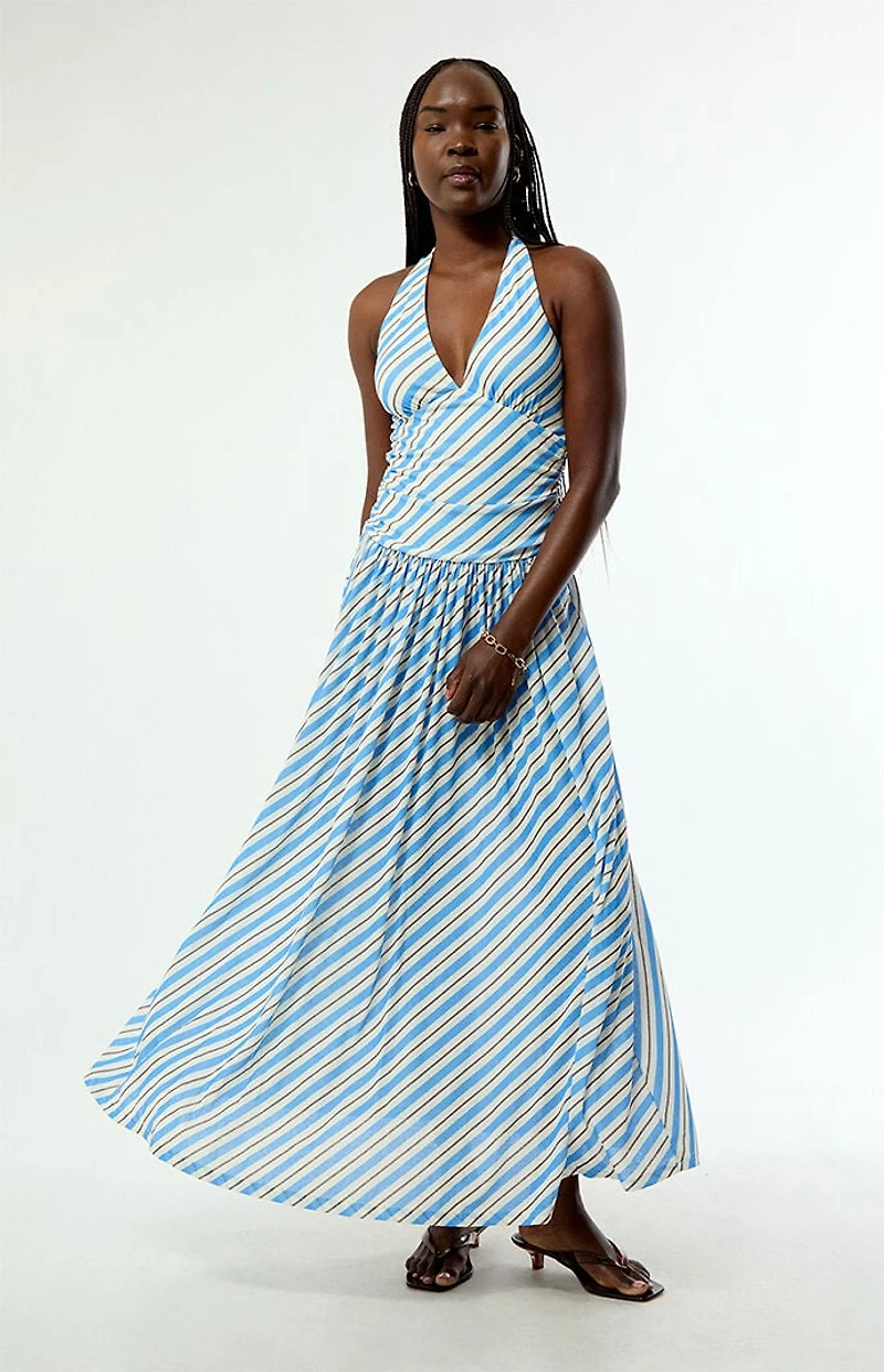 MINKPINK Striped Sancia Halter Midi Dress