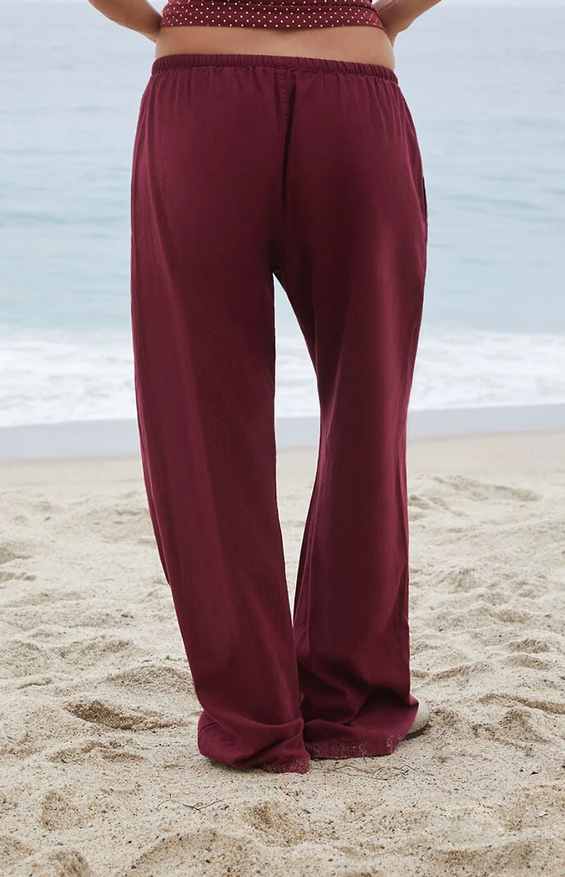 John Galt Burgundy Anastasia Linen Pants