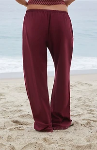 John Galt Burgundy Anastasia Linen Pants