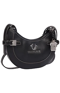 True Religion Black Blake Smooth Belted Hobo Bag