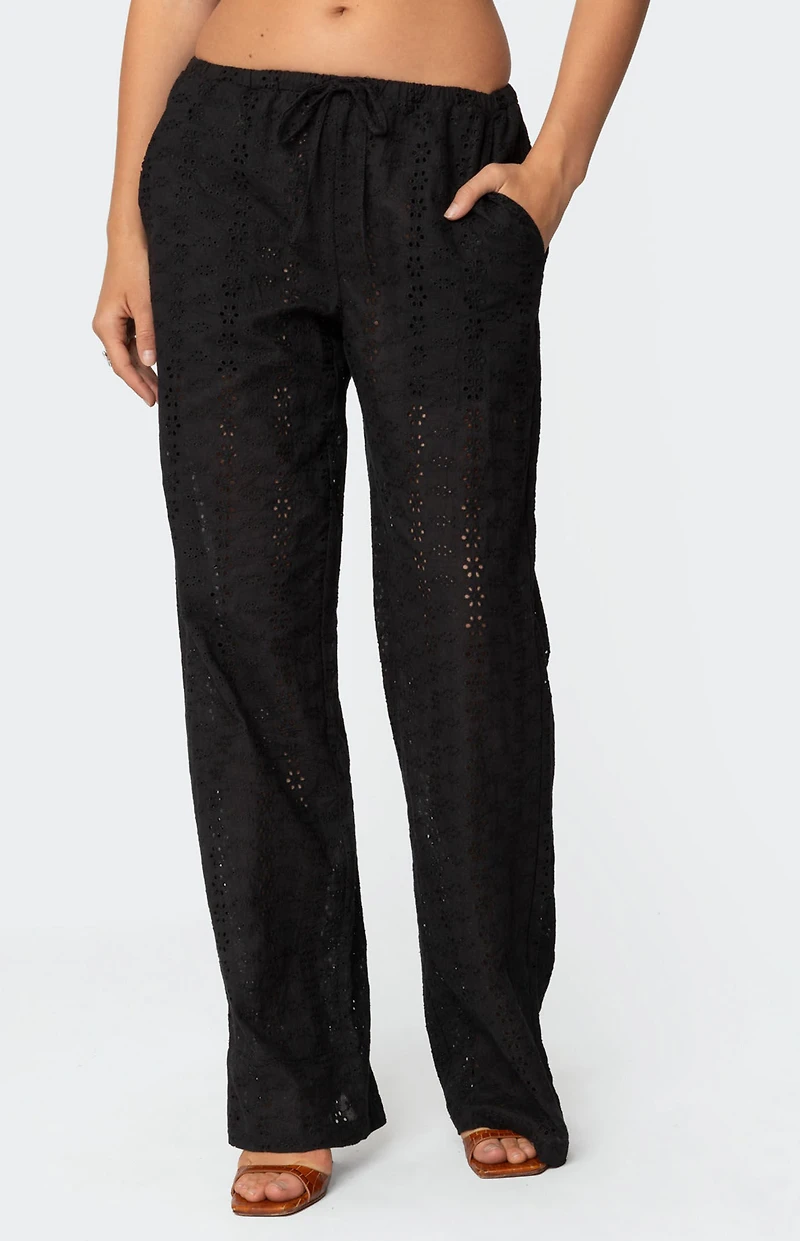 Edikted Lemon Lacey Cotton Pants