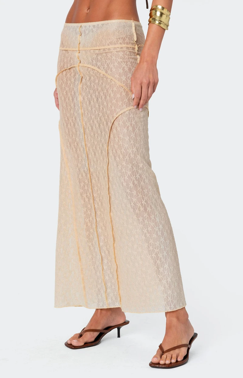 Edikted Inside Out Sheer Lace Maxi Skirt