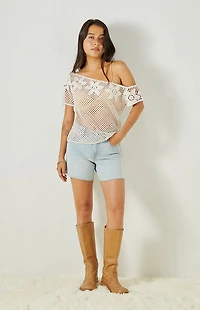 Beverly and Beck Valerie Off-The-Shoulder Short Sleeve Sweater