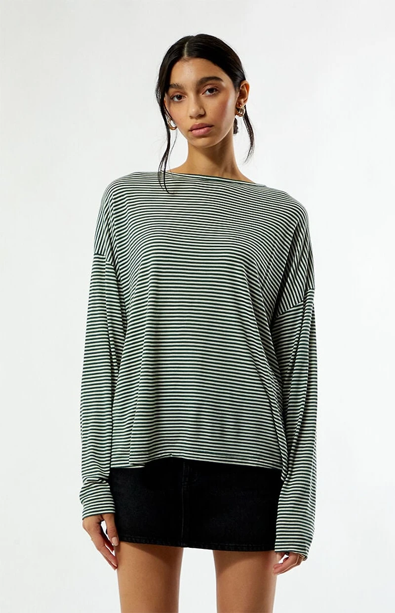Beverly and Beck Kasey Striped Cozy Oversized Long Sleeve Top