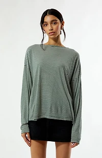 Beverly and Beck Kasey Striped Cozy Oversized Long Sleeve Top