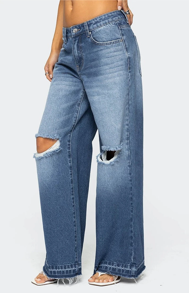 Edikted Xenia Distressed Low Rise Jeans