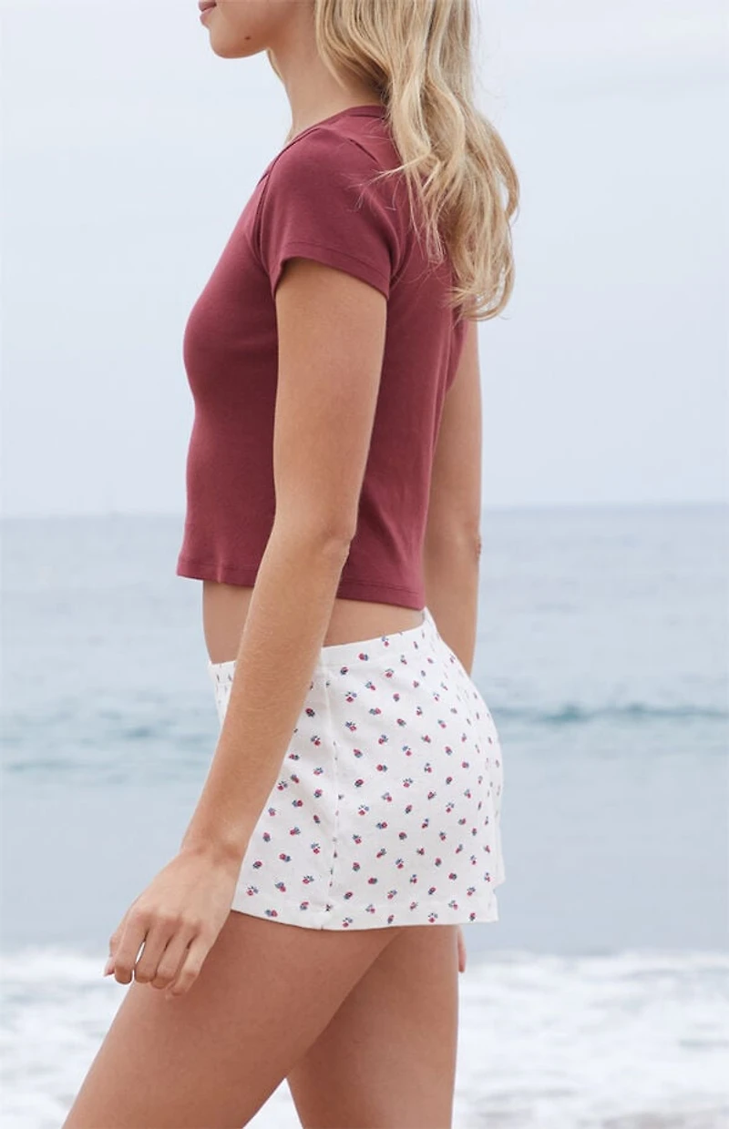 John Galt Burgundy Ashlyn Cropped T-Shirt