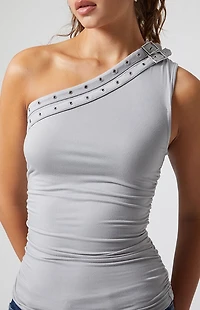 Third Charm Callie One Shoulder Buckle Tube Top