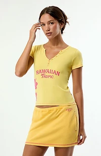 Hawaiian Tropic Drawstring Mini Skirt