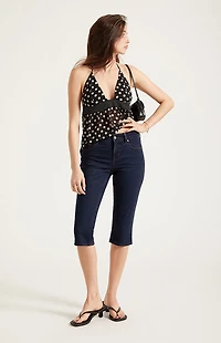 Pacsun Capri Denim Shorts Stretch Dark Blue